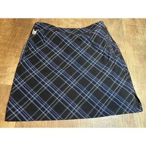 Golf America Skort Womens Size 6 Black Blue Plaid Knee Length